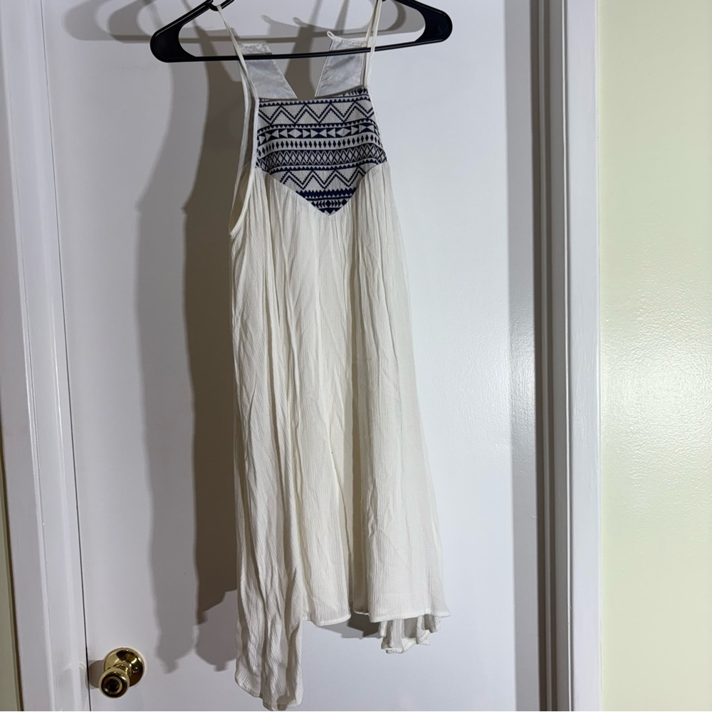 Jack by BB Dakota Cream Dress with Navy Pattern